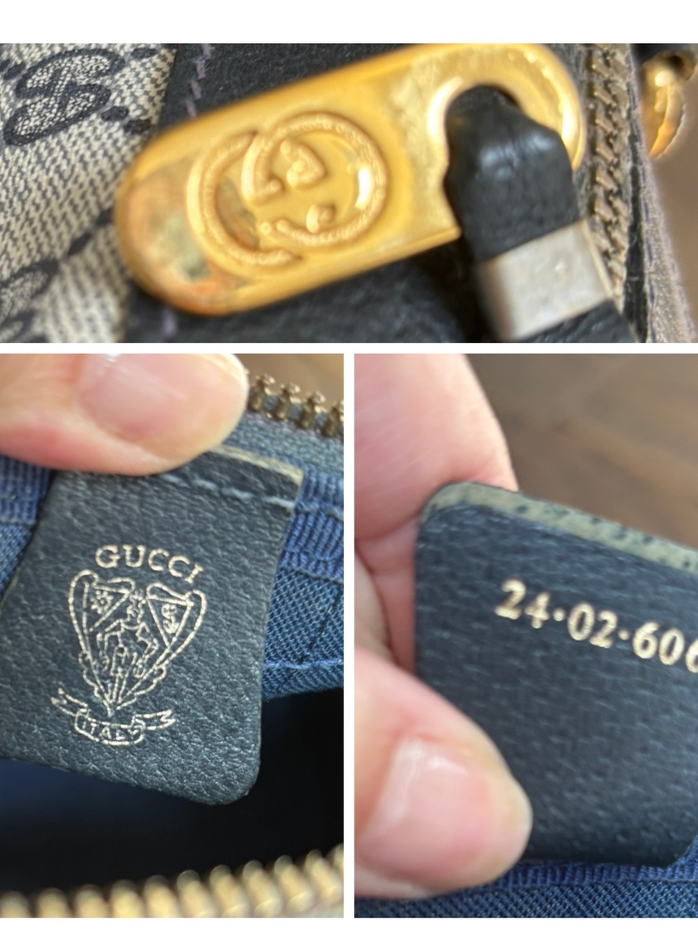 GUCCI GG Navy Monogram Boston Bag - Picture 5 of 15